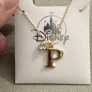 Disney Parks Mickey Mouse Faux Gem Letter P Gold Color Necklace NEW
