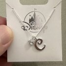 Disney Parks Mickey Mouse Faux Gem Letter C Silver Color Necklace NEW