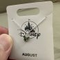 Disney Parks Mickey Mouse Faux Peridot August Birthstone Necklace Silver Color