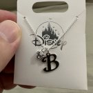 Disney Parks Mickey Mouse Faux Gem Letter B Silver Color Necklace NEW