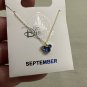 Disney Parks Minnie Mouse Faux Sapphire September Birthstone Necklace Gold Tone