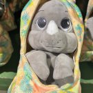 Disney Parks Animal Kingdom Baby Rhino in a Hoodie Pouch Blanket Plush Doll