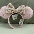 Disney Parks Light  Pink Sequin Bow and Ears Minnie Mouse Headband NEW