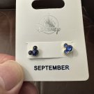 Disney Park Mickey Mouse Faux Sapphire September Birthstone Earrings Silver Tone
