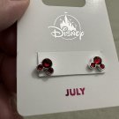 Disney Parks Mickey Mouse Faux Ruby July Birthstone Stud Earrings Silver Color NEW