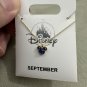 Disney Parks Minnie Mouse Faux Sapphire September Birthstone Necklace Gold Tone