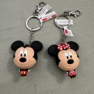 Disney Parks Mickey and Minnie Mouse Big Head Keychain Set of 2 NEW