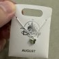 Disney Parks Mickey Mouse Faux Peridot August Birthstone Necklace Silver Color