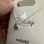 Disney Parks Mickey Mouse Faux Peridot August Birthstone Necklace Silver Color