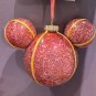 Disney Parks Mickey Mouse Shape Frosted Red Embellished Ornament NEW