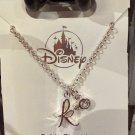 Disney Parks Mickey Mouse Cubic Zirconia Small Letter k Silver Color Necklace