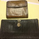 LOT OF 2 VINTAGE FENDI ITALY LEATHER WALLETS BLACK BROWN LOGO 4 BAG PURSE
