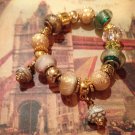Gold tone Rose euro beads bracelet