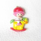 1982 Strawberry Shortcake Cherry Cuddler On A Rocking Horse Figurine