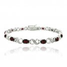 Silver Tone and Garnet & Diamond Accent Infinity Links Bracelet