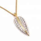Rare Vintage Tiffany Cummings Platinum 18K Gold Diamond Feather Leaf Necklace