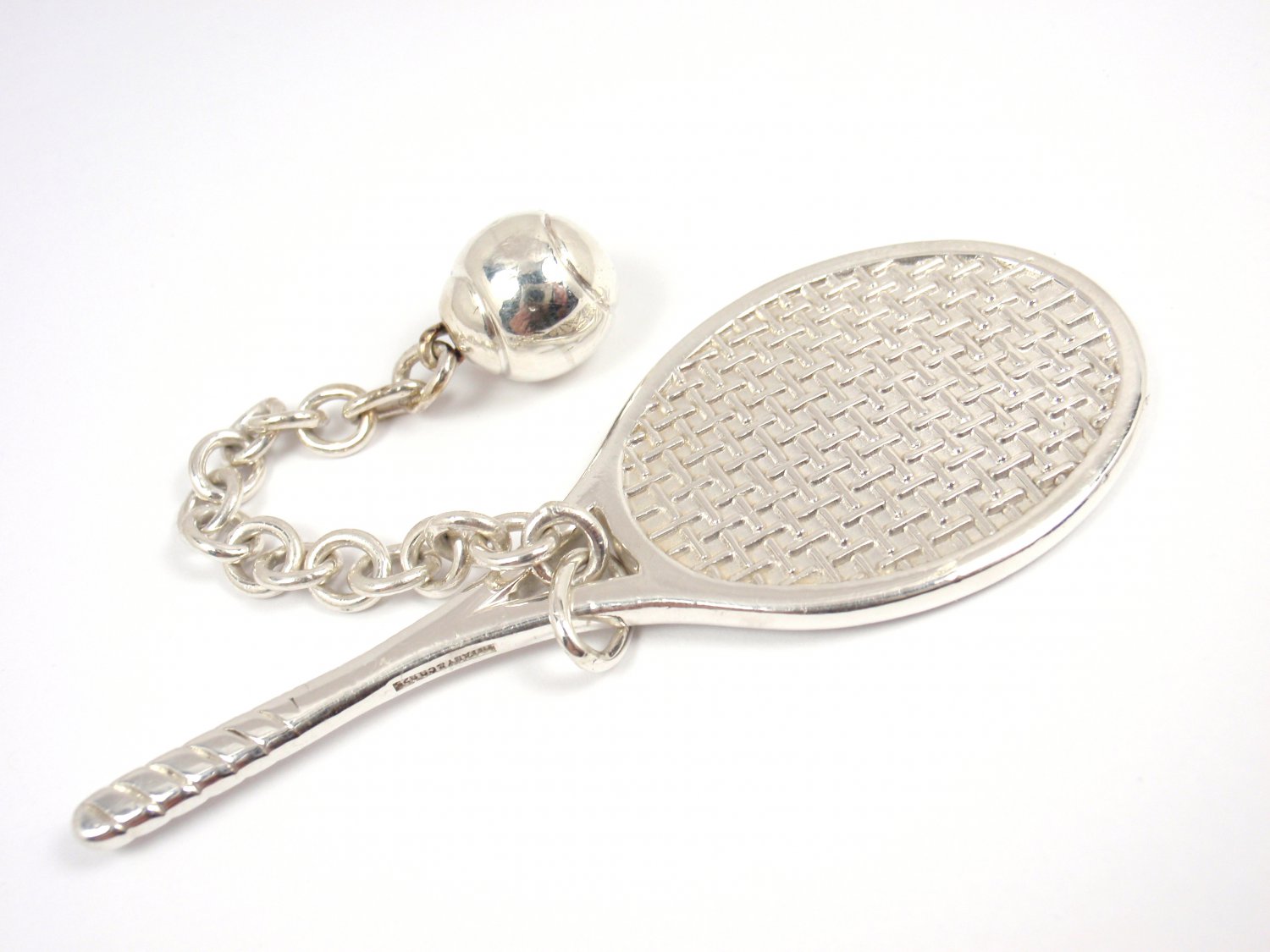 Rare Vintage Tiffany & Co Sterling Silver Tennis Racquet Ball Key Ring ...