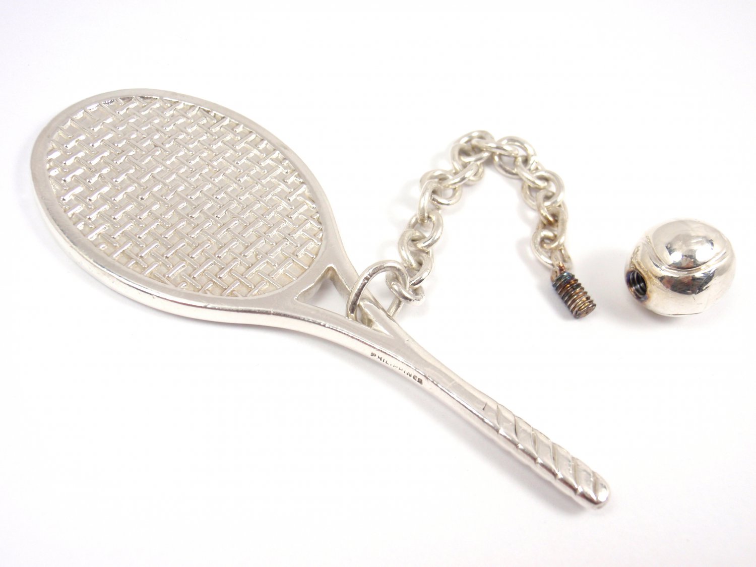 Rare Vintage Tiffany & Co Sterling Silver Tennis Racquet Ball Key Ring ...