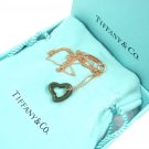 Tiffany & Co Peretti Carved Green Jade Open Heart 18K Gold Chain Necklace 16" w/box