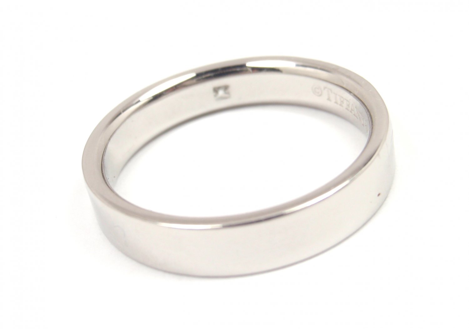 Tiffany & Co Mens 4mm Platinum Diamond Wedding Band Ring