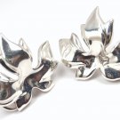 Rare Vintage Tiffany & Co Sterling Silver LARGE Maple Leaf Earrings w/pouch