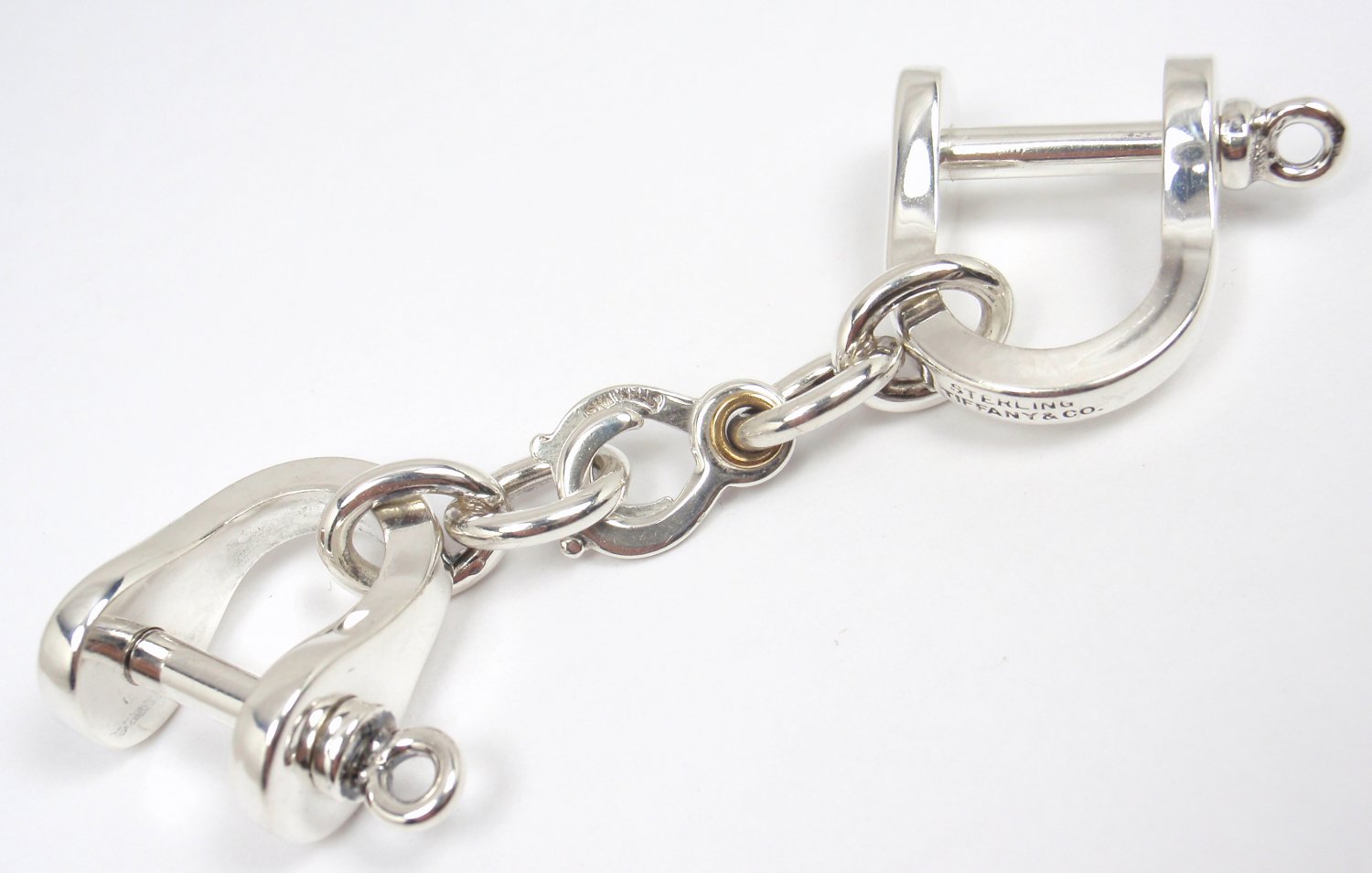 Rare Tiffany & Co Sterling Silver Double Shackle Valet Key Ring Keychain