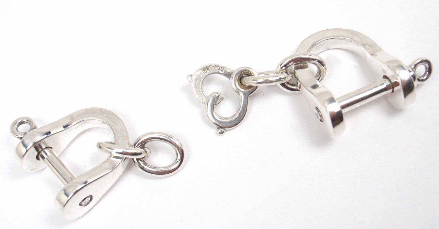 Rare Tiffany & Co Sterling Silver Double Shackle Valet Key Ring Keychain