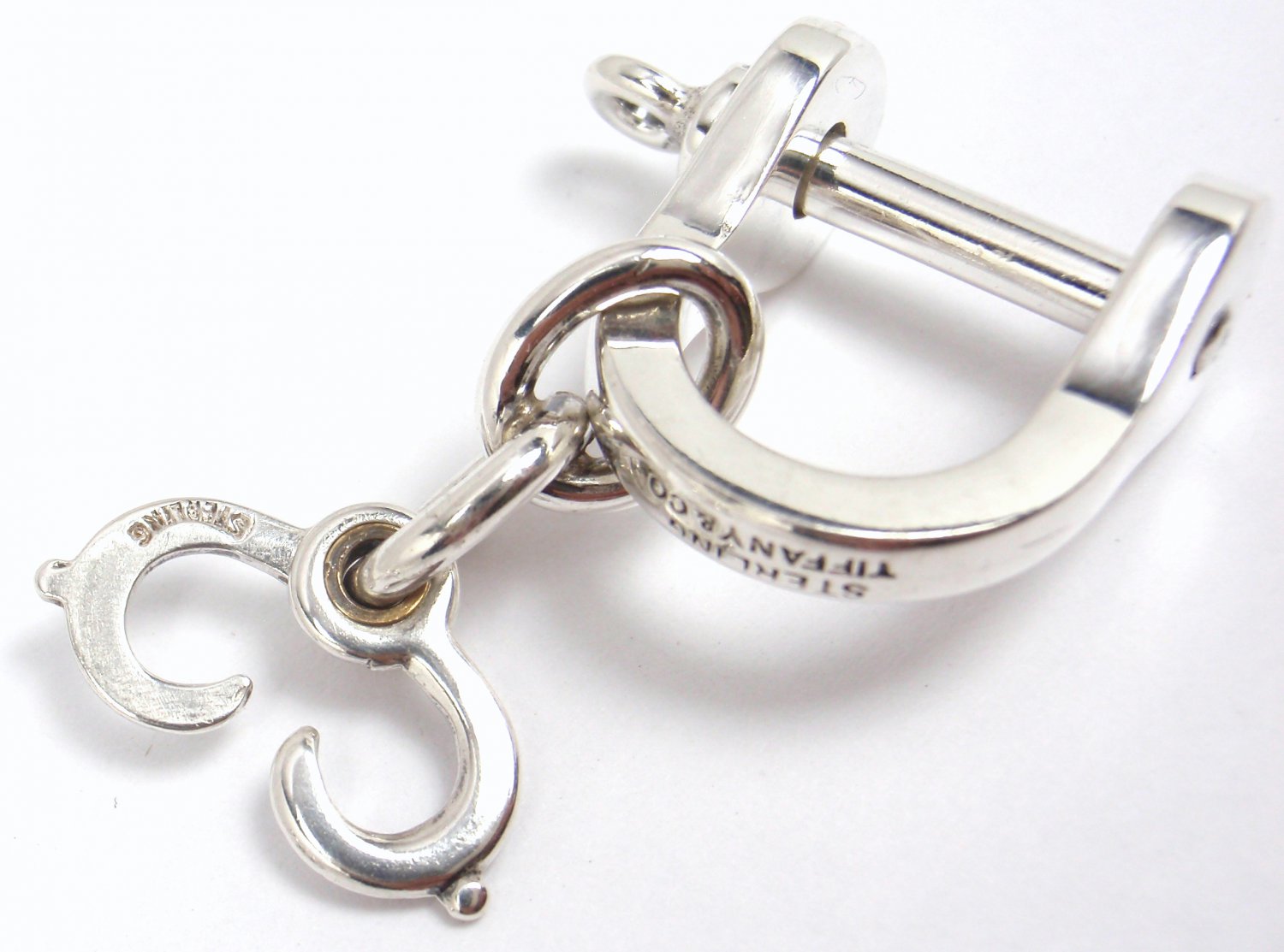 Rare Tiffany & Co Sterling Silver Double Shackle Valet Key Ring Keychain