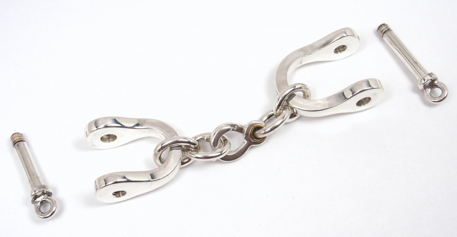 Rare Tiffany & Co Sterling Silver Double Shackle Valet Key Ring Keychain