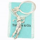 Rare Vintage Tiffany & Co Sterling Silver Golf Player Key Ring Keychain Germany