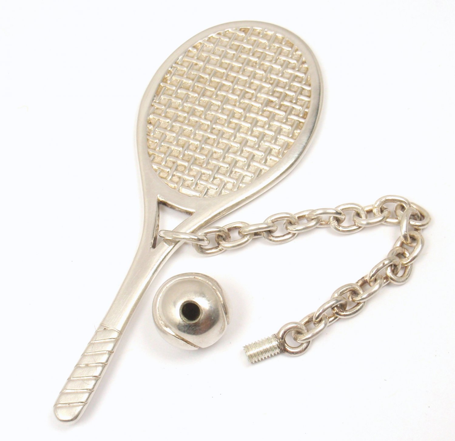 Rare Vintage Tiffany & Co Sterling Silver Tennis Racquet Ball Key Ring ...