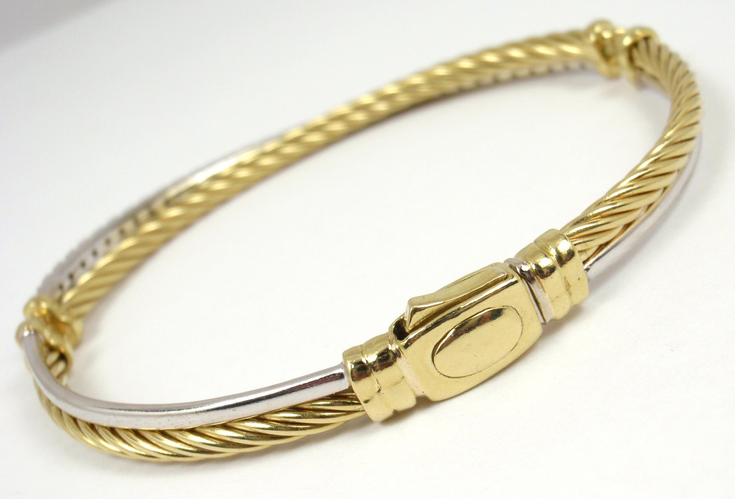 David Yurman Solid 18K Gold Diamond Cable Crossover Bracelet 6.5"