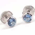 Tiffany & Co Peretti Platinum Color By the Yard Aquamarine Stud Earrings w/pouch