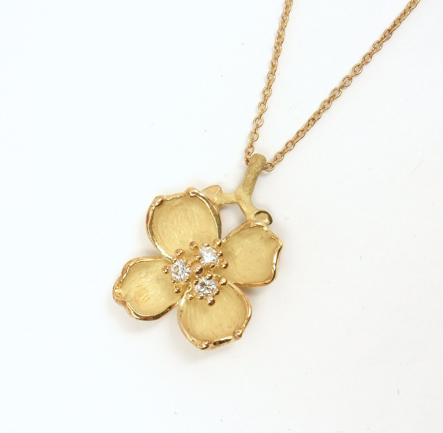 Rare Vintage Tiffany & Co 18K Gold Diamond Dogwood Flower Chain ...