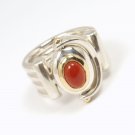 Rare Vintage Tiffany & Co Sterling Silver Wide Carnelian Ring ITALY Size 6.5