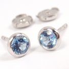 Tiffany & Co Peretti Platinum Color By the Yard Aquamarine Stud Earrings w/box
