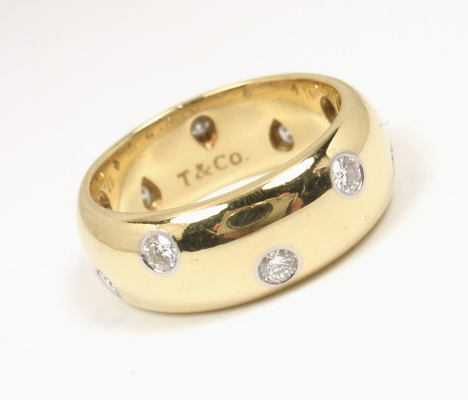 5K Tiffany & Co Etoile 18K Gold Platinum Diamond WIDE Wedding Band