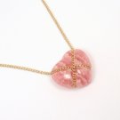 Rare Vintage Tiffany & Co 14K Yellow Gold Rhodochrosite Heart Necklace 18" w/pouch
