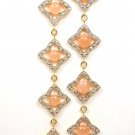 David Yurman 18K Yellow Gold Quatrefoil Diamond Rose Quartz Drop Earrings