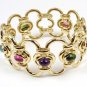 RARE Vintage Tiffany & Co Picasso Baroque 18K Gold Cabochon Multi-Gem Wide Bracelet w/box