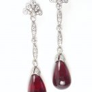 Rare Tiffany & Co Platinum Pink Tourmaline Rubellite Diamond Drop Dangle Earrings w/box