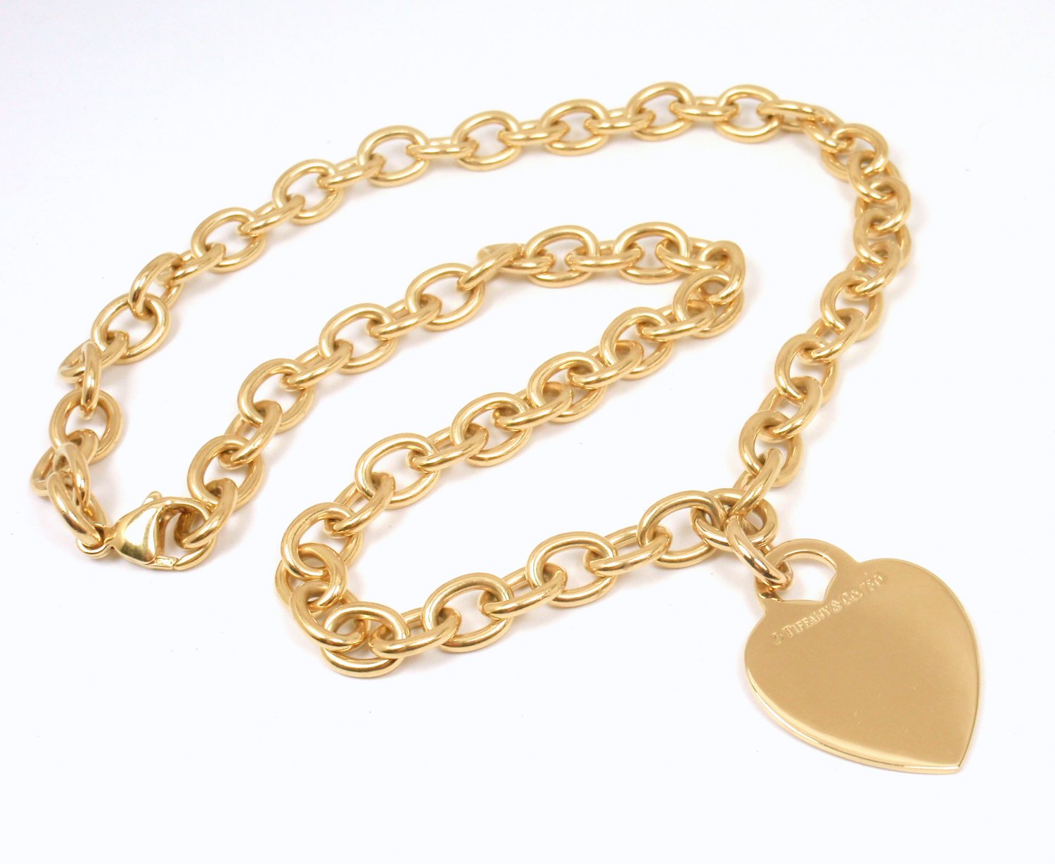 Tiffany & Co 18K Yellow Gold Heart Tag Choker Necklace 16