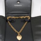 Tiffany & Co 18K Yellow Gold Heart Tag Choker Necklace 16" w/box