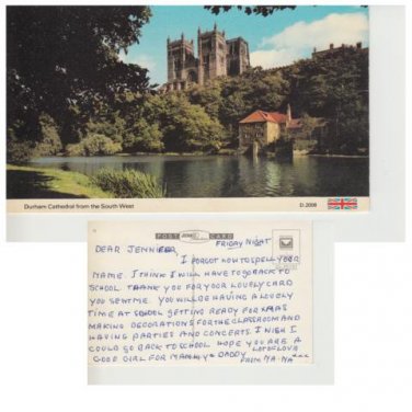 County Durham Postcard Durham Cathedral from the South West. Mauritron #296