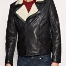 Men Fur Lined Black Leather Jacket