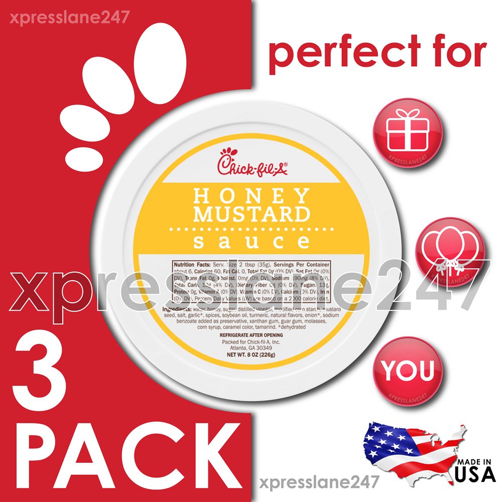 ChickfilA Honey Mustard Sauce 8 oz Tub (3Pack) Dipping Sauce Chicken / Fries