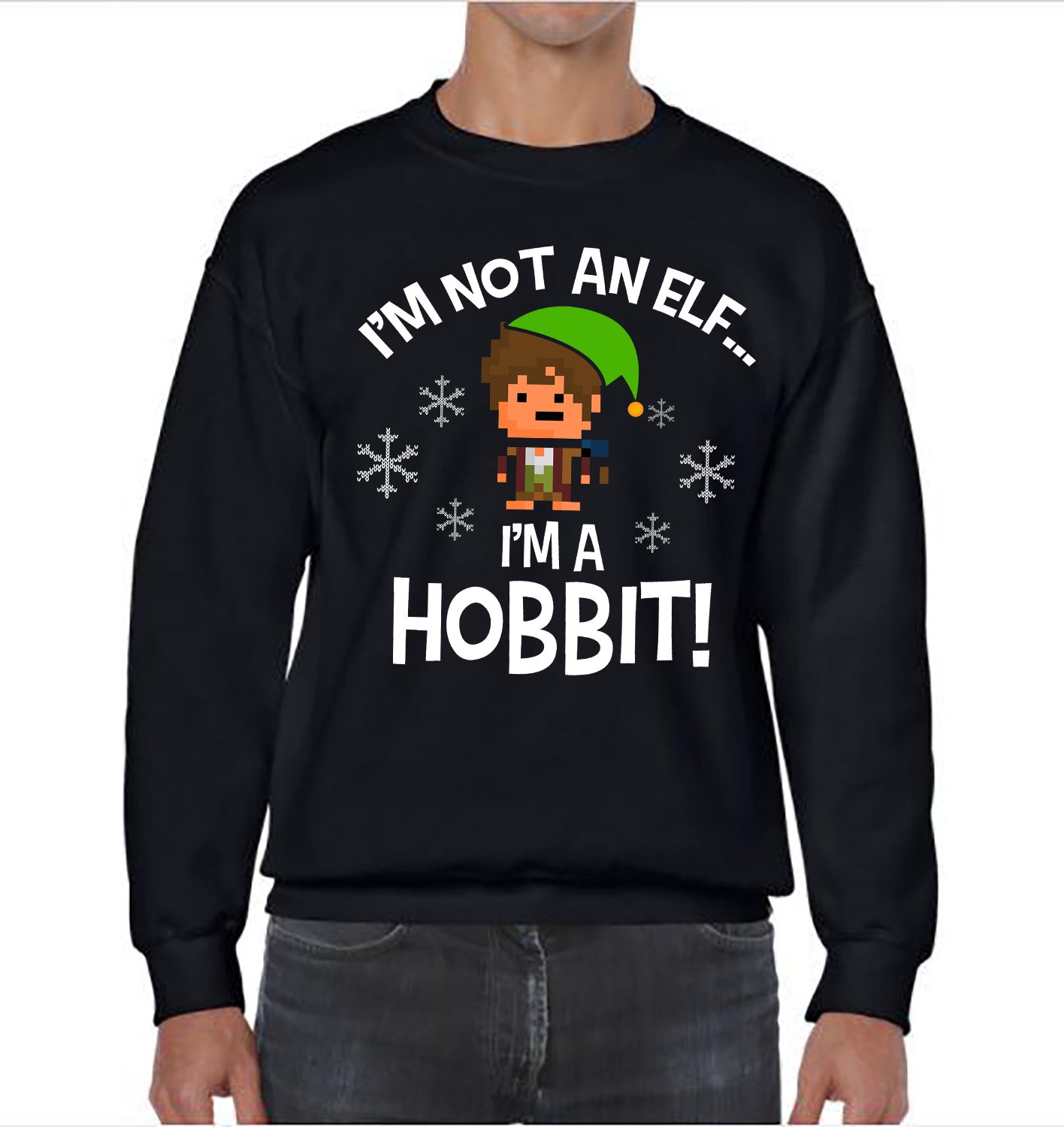 Ugly Christmas Sweater, Ugly Sweater,I'm Not An Elf I'm A Hobbit Sweatshirt