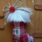 CHRISTMAS ORNAMENT RED & FUR CLOTH STOCKING