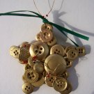 Button gold star ornament handmade wire hanger