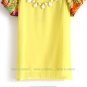Ladies Crew Neck Flora Printed Short-Sleeve Chiffon Blouse